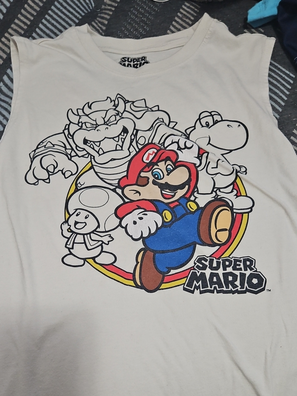 Nintendo Super Mario White Tank with Red and Blue Graphic